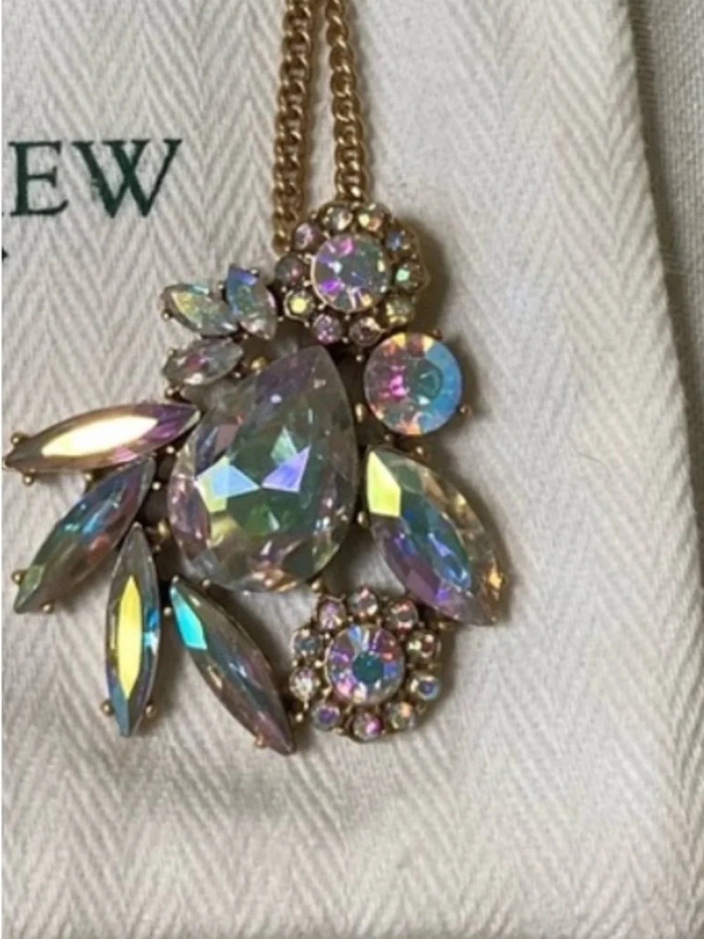 J. Crew Gold-Tone Iridescent Crystal Floral Pendant Necklace